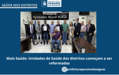 Imagem da notícia Unidades de saúde dos distritos de Paraíso das Águas começam a ser reformadas